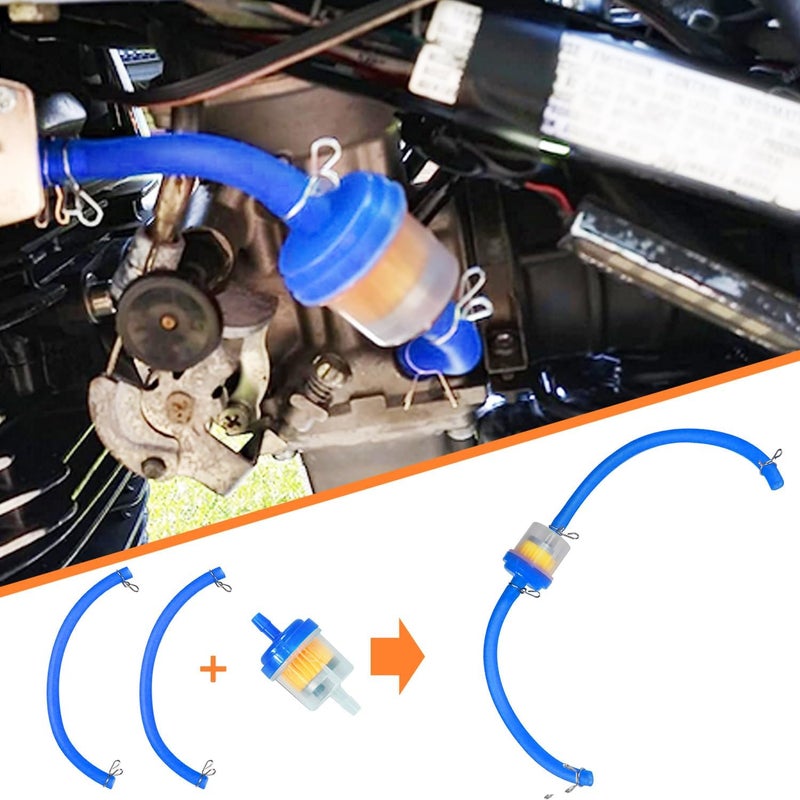 HOLATO Gas Fuel Line Hose Clamps Fuel Filters with Inline Shut Off Valve Petcock Set for 50cc 70cc 90cc 110cc 125cc 150cc Taotao Coolster Apollo Baja ATV Four Wheeler Dirt Pit Bike (BLUE) - Image 2